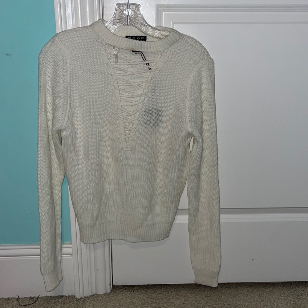 White Criss-Cross Sweater